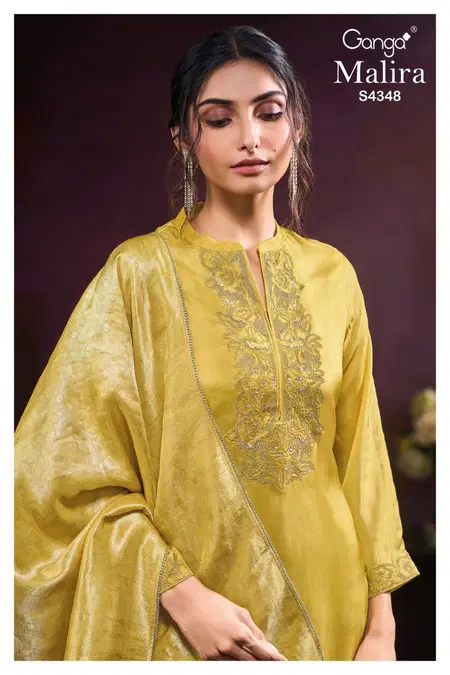 Malira 4348 By Ganga Bemberg Habutai Designer Salwar Suits Wholesalers In Surat